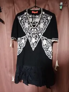 MANOUSHマヌーシュ ゴシックBLACKレース ミニワンピース　チュニック