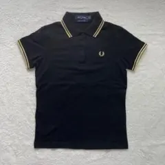 ✨極美品✨ フレッドペリー　英国製　ポロシャツ　刺繍ロゴ　M　黒金　月桂樹