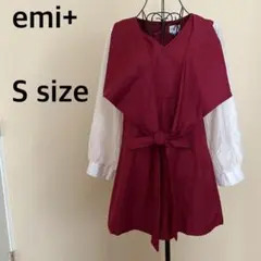【emi+】長袖ブラウス/りぼん/レイヤード/デザイン/個性的/シャツ
