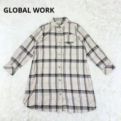 グローバルワーク チェックシャツワンピース ロングシャツ コットン XLのサムネイル
