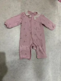 【美品】ピンク 花柄 襟付きロンパース　80cm