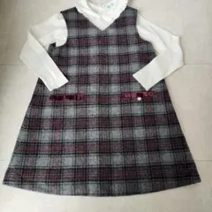 タルティーヌショコラ　グレー系チェック ワンピース　BeBe　120cm