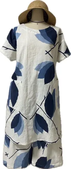 浴衣リメイクワンピースチュニックとワイドパンツ