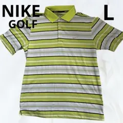 NIKEナイキゴルフ ポロシャツ 半袖 ボーダー メンズL ゴルフウェア