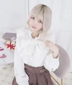 極美品 Eimee Law エイミーロウ フリルプリーツブラウス 金ボタン 38 