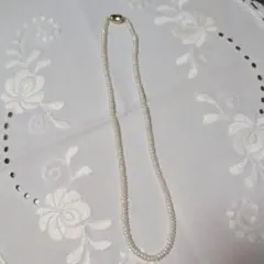 淡水パールネックレス　シルバー刻印あり　コイン型　平たいパール