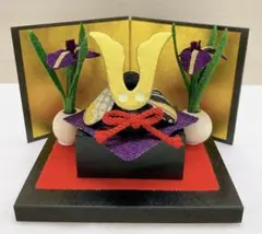 五月人形【兜五月飾り】端午の節句 子どもの日 鎧兜 屏風 花菖蒲 ちりめん 新品
