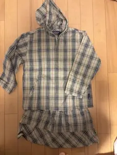 チェック柄フード付きジャケット スカートセット