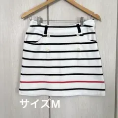 BLACK & White サイズM ボーダー スカート ゴルフ ロゴ フック付のサムネイル