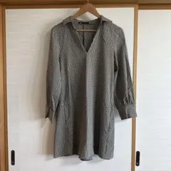 ZARAチェック柄 七分袖 シャツワンピース
