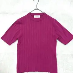 ローリーズファーム◇リブ生地 半袖 カットソー Tシャツ ストレッチ L ピンク