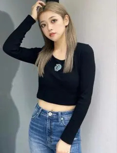 GYDA ロゴラインストーンテレコトップス