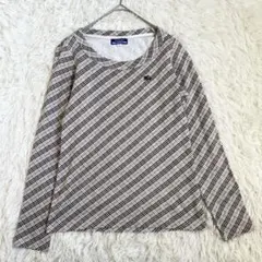 美品　バーバリーブルーレーベル　ノバチェック　ロンT 三陽商会　刺繍　38 M