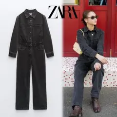 ZARA Z1975 ストレート デニム ジャンプスーツ ブラック XS