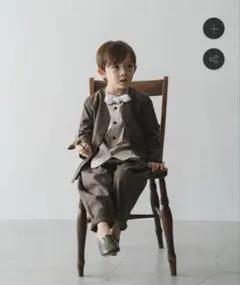 riziere シングルノーカラージャケットセットアップ ブラウン　3点　100