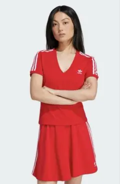 adidas originals スリーストライプス Vネック スリムTEE