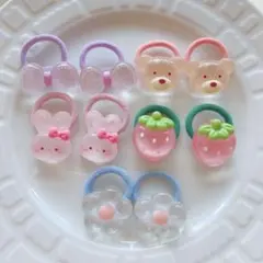 ヘアゴム　10本　ベビー　赤ちゃん　髪ゴム　髪留め　リボンうさぎクマお花いちご