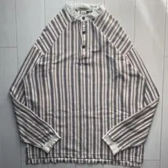 90s 白タグ Eddie Bauer マルチストライプ ヘンリーネック ロンT
