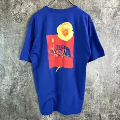 k*u様 ノースフェイス　青ブルー　花柄ボタニカル　オーバーサイズL 両面ロゴ