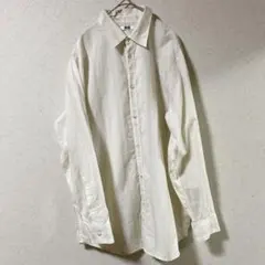 ❤️ユニクロユー　柔らかコットンシャツ【L】メンズ　クリーム　ストライプ　肌触り❤️