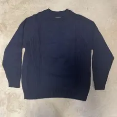 ネイビー クルーネック ニット