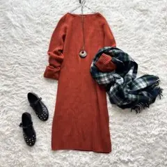 美品✨トゥモローランド ギャルリーヴィー カシミヤ混 リブ ニット ワンピース