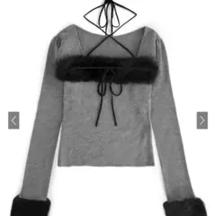 GRL グレイル grlファーホルターネックリボンニットトップス[ru1387]