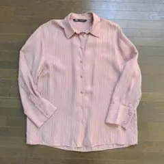 ZARA ピンク ストライプ 長袖シャツ