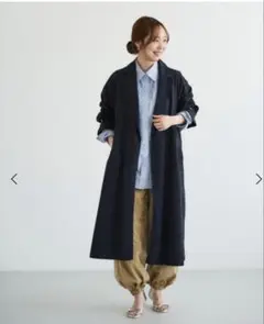 美品 le.coeur blanc ショールカラーコート ネイビー*ND846 - メルカリ
