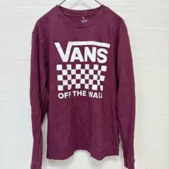 VANS バンズ ロンT チェッカーロゴ バーガンディ XSメキシコ製ストリート