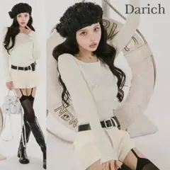 ダーリッチ Darich ビジューロゴボートネックニットトップス サックス