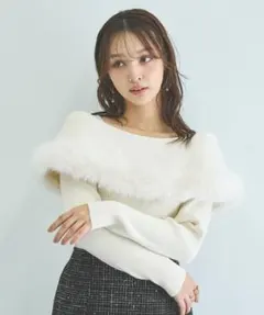 新品INGNIニット セーター ファー付ケープニット レディース