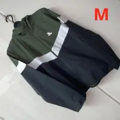 Mサイズメンズ胸反射プリントパーカージャケット　カーキ　グレー