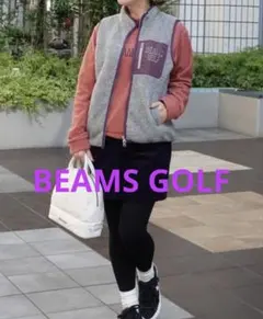 BEAMS GOLF ORANGE LABEL パイピング ボア ジップベスト