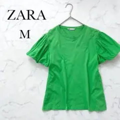 Kate様専用【ザラ】パフスリーブ Tシャツ グリーン Mサイズ 半袖 コットンのサムネイル