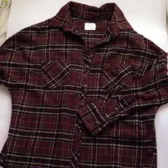 チェックシャツ ブラウン