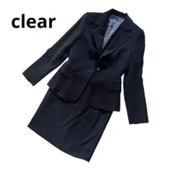 【clear】スーツ 入学式 就活 ビジネス 黒 ブラック 膝丈スカート 上下