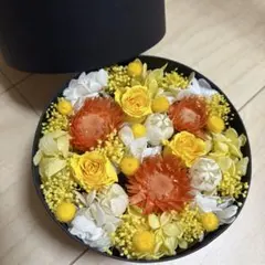 プリザーブドフラワーアレンジメント イエロー、オレンジ、ホワイト