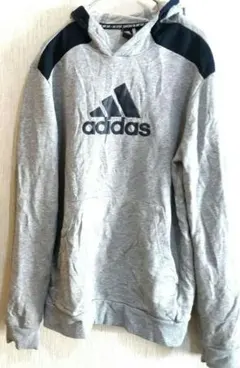 海外古着✨adidas フード付きパーカー【 L】グレー【13-14Y】