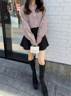 GRL パールリボンニットカーディガン[tu1040] ピンク