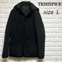 TKMIXPICE フード付き ブラック キルティングジャケット　Ｌsize