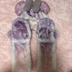 ぷよぷよ様 ミニー マフラーキャップ 手袋 ピンク 紫 冬 ふかふか