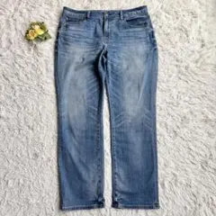 希少♡23区DENIM ストレートジーンズ 46 美脚 ウォッシュ加工 ブルーのサムネイル