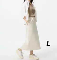 UNIQLO ドライスウェットナローロングスカート　丈短め　ナチュラル