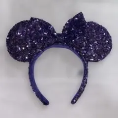 ★Disneyカチューシャ★紫色スパンコール ミッキー耳カチューシャパープル