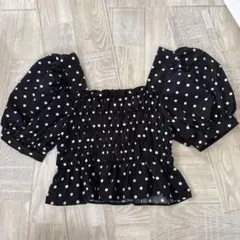 水玉模様 パフスリーブ トップス