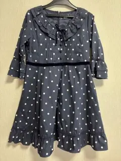 【美品】ポンポネット　Marie ワンピース　リボン　フリル　レース　水玉模様