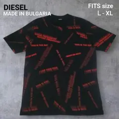 DIESEL ディーゼル マルチロゴ 総柄 Ｔシャツ 半袖 黒 L-XL