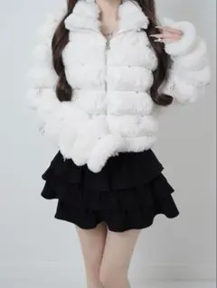 Lumi puff kirakira bijou fur coatホワイト