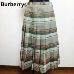 Burberrys バーバリー チェック柄 リネン プリーツスカート カーキ11のサムネイル